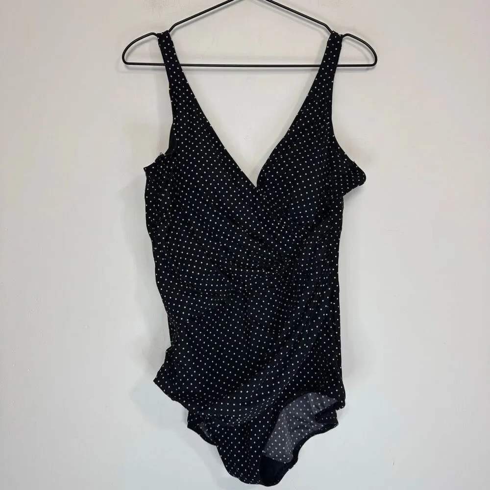 Miraclesuit Oceanus Black Polka Dot One Piece Swimsuit 18